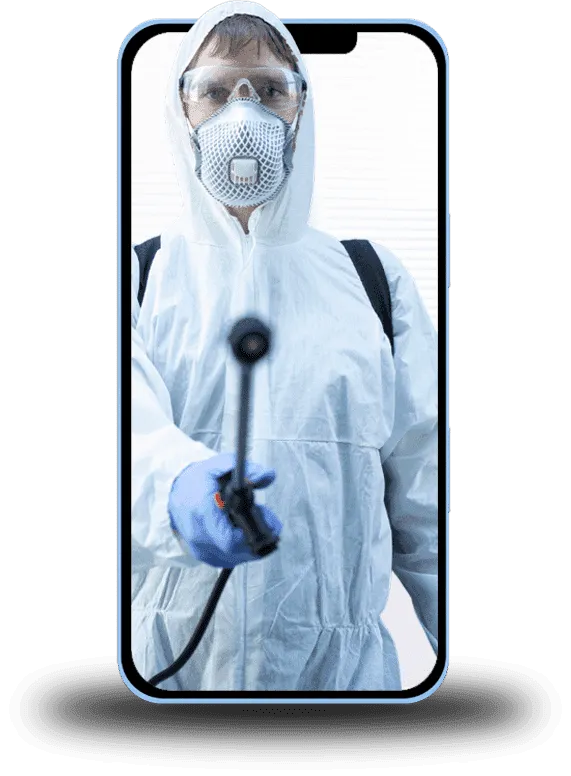 immagine di un disinfestatore che esce dal cellulare
